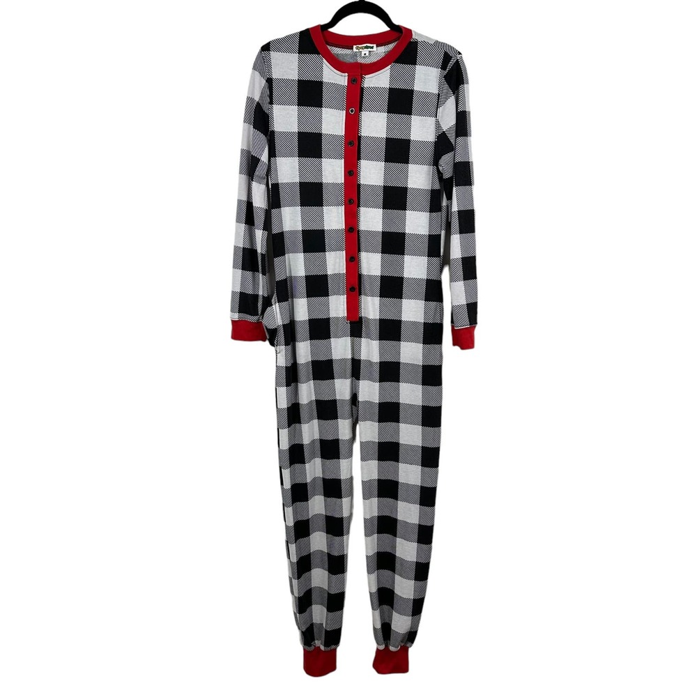 Tipsyelves Women's Plaid Jumpsuit Small Christmas Crew